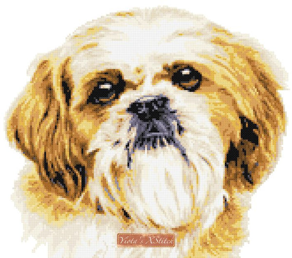 Gold Shih Tzu cross stitch kit - 1