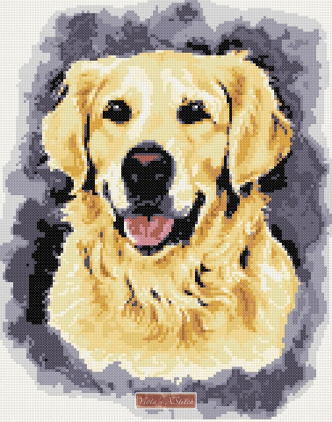 Golden retriever smile counted cross stitch kit