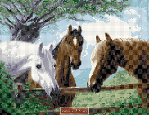 Old friends, horses cross stitch kit