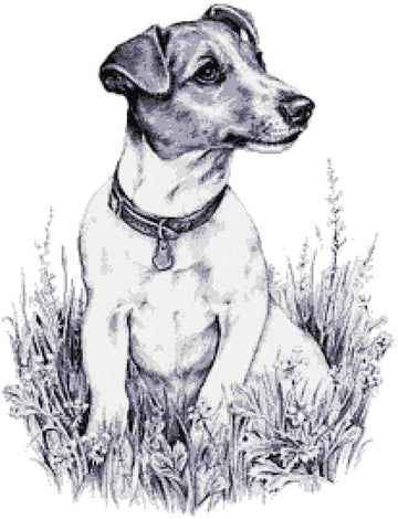 Jack Russell in flowers cross stitch kit