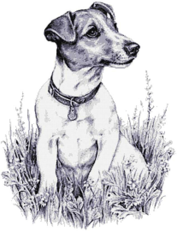 Jack Russell in flowers cross stitch kit