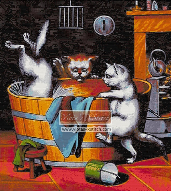Kitty bath counted cross stitch kit - 1