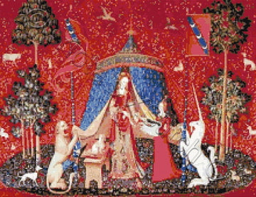 Lady with unicorn counted cross stitch kit