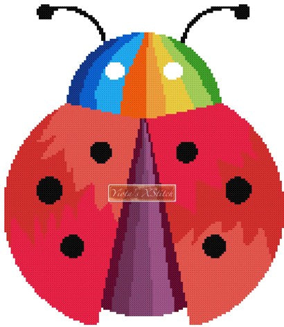 Rainbow ladybug cross stitch kit - 1