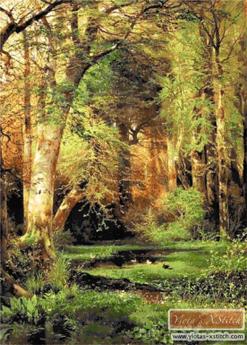 Landscape cross stitch kit forest scene woods