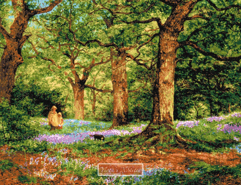 landscape cross stitch kit large full coverage blue bells 