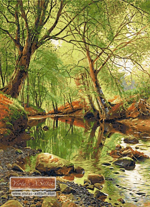 Forest stream (v2) landscape cross stitch kit - 1