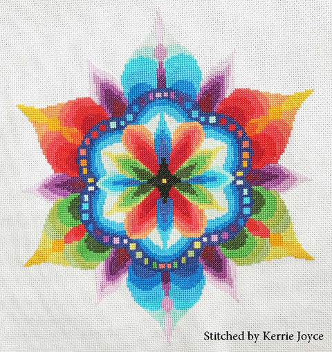 Mandala rainbow modern cross stitch kit