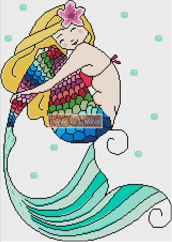 Rainbow fairytale mermaid cross stitch kit - 1
