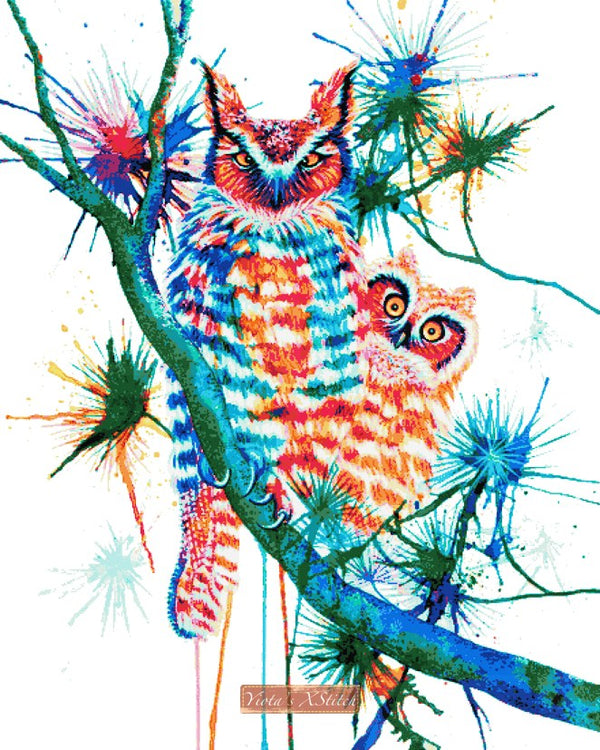 Momma and baby owl large cross stitch kit - 1