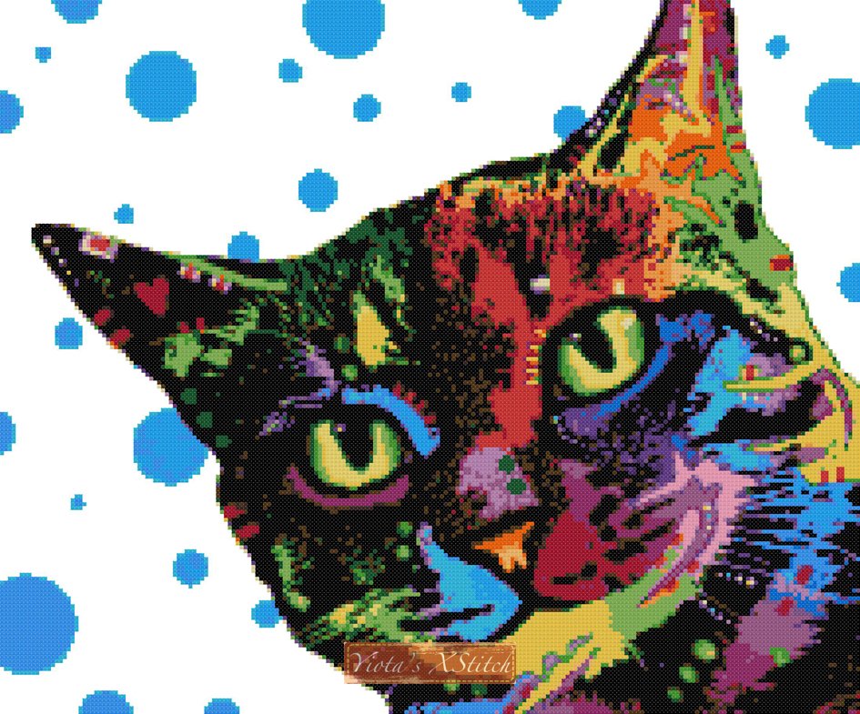 modern cross stitch kits cat