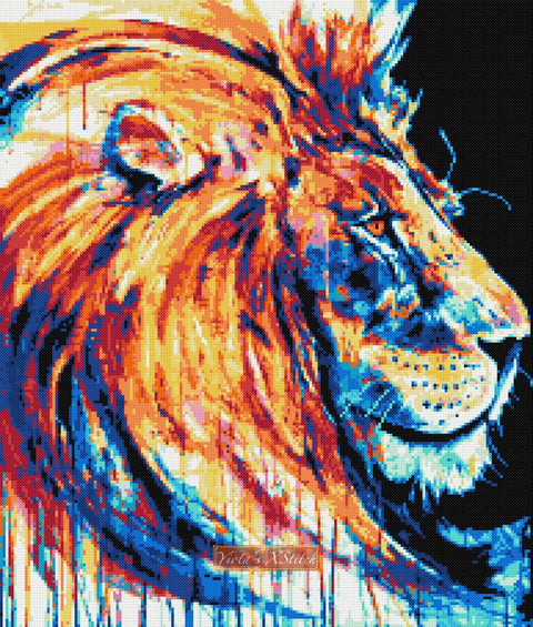 modern cross stitch kits lion head