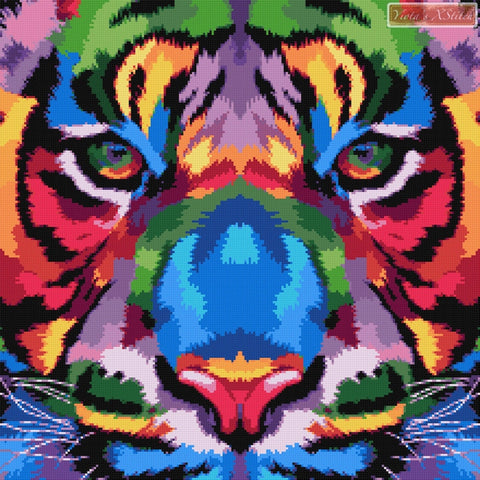 modern cross stitch kits tiger