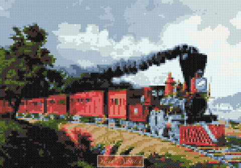 Old steam train counted cross stitch kit