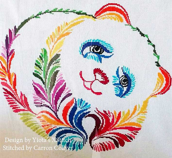 Rainbow panda modern cross stitch kit