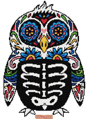 Penguin sugar skull cross stitch kit