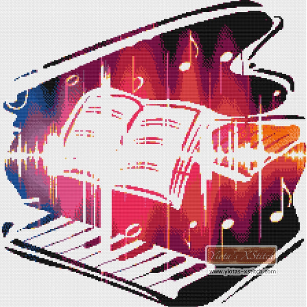 Abstract piano cross stitch kit - 1