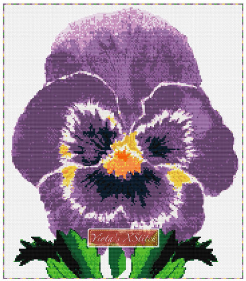Purple pansy counted cross stitch kit