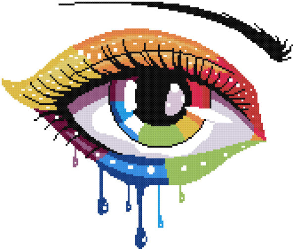 Rainbow abstract eye modern cross stitch kit - 3