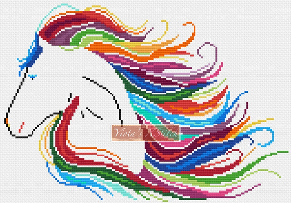 Rainbow horse (v2) counted cross stitch kit - 1