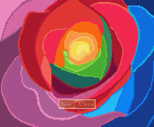 Rainbow rose cross stitch kit - 1