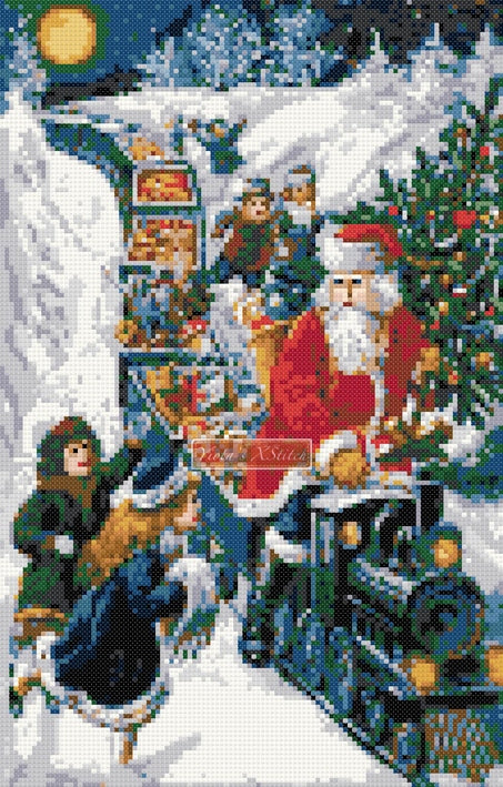 Santas train (v2) counted cross stitch kit - 1