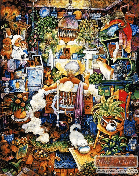 Sewing lady full coverage cross stitch kit - 1