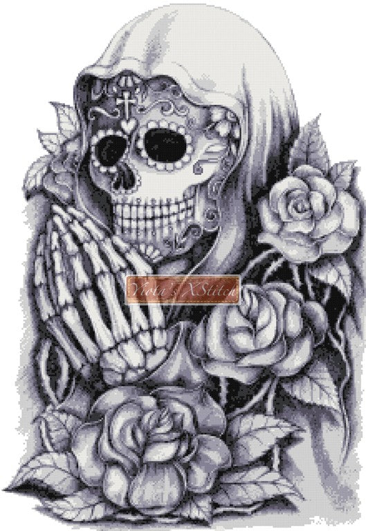 Skull with roses day of the dead cross stitch kit - 1