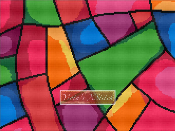 Abstract stained glass cross stitch kit - 1
