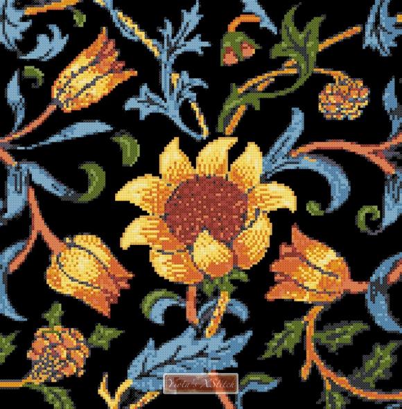 Sunflower by William Morris counted cross stitch kit