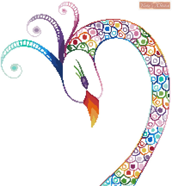 Rainbow swan cross stitch kit - 1