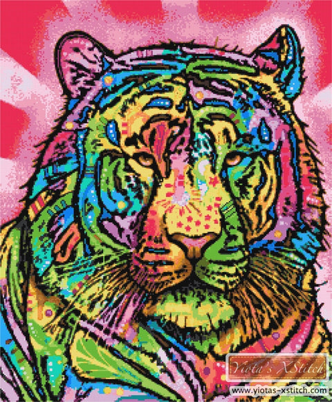 Abstract tiger cross stitch kit by Dean Russo