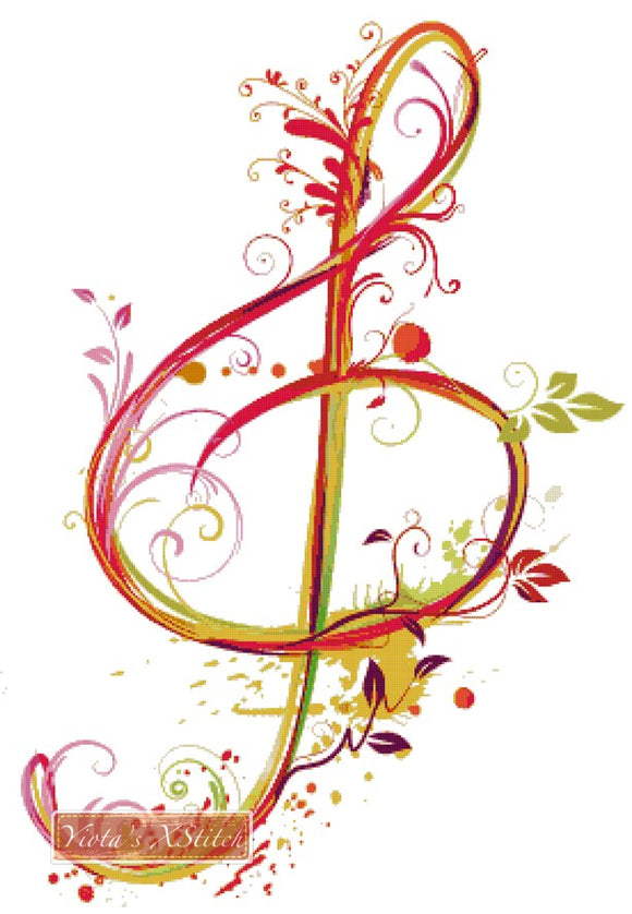 Abstract Treble clef cross stitch kit