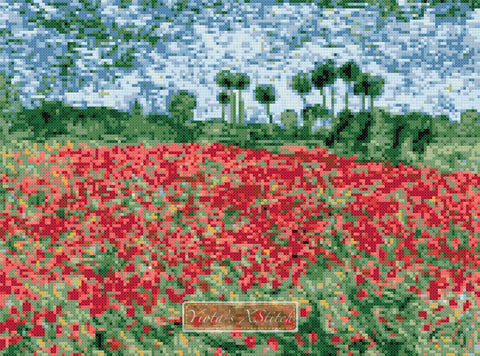 Field of poppies by Van Gogh counted cross stitch kit.