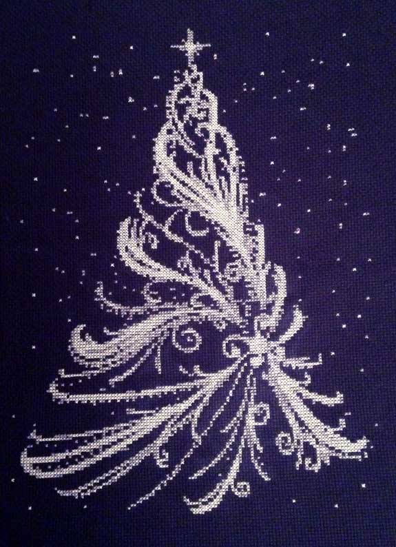 White Christmas tree cross stitch kit - 1